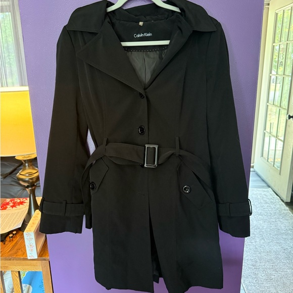 Calvin Klein Classic Black Trench Coat for Women - Picture 1 of 7